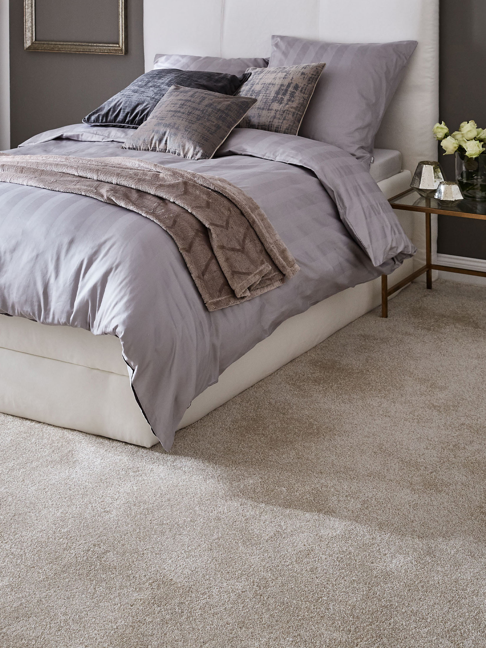 Satin Velours-Teppichboden, Creme