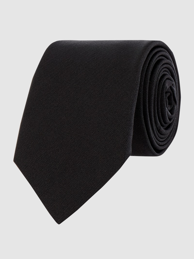 Krawatte aus Seide in unifarbenem Design (7 cm) in schwarz