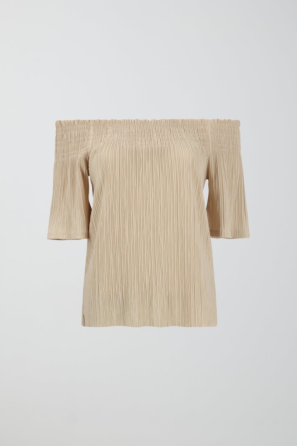 Off shoulder plisse top