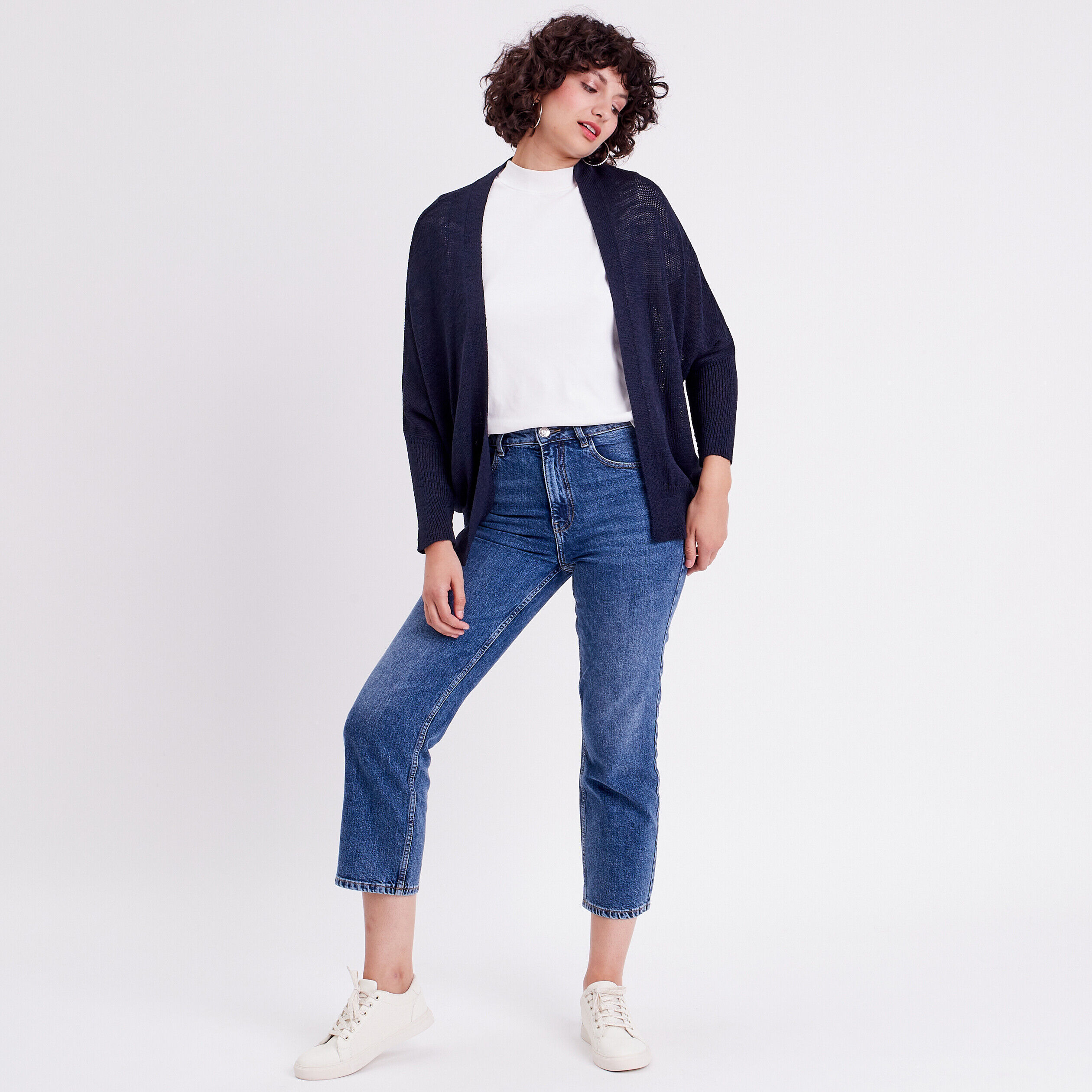 Gilet manches papillons bleu marine femme | Cache Cache