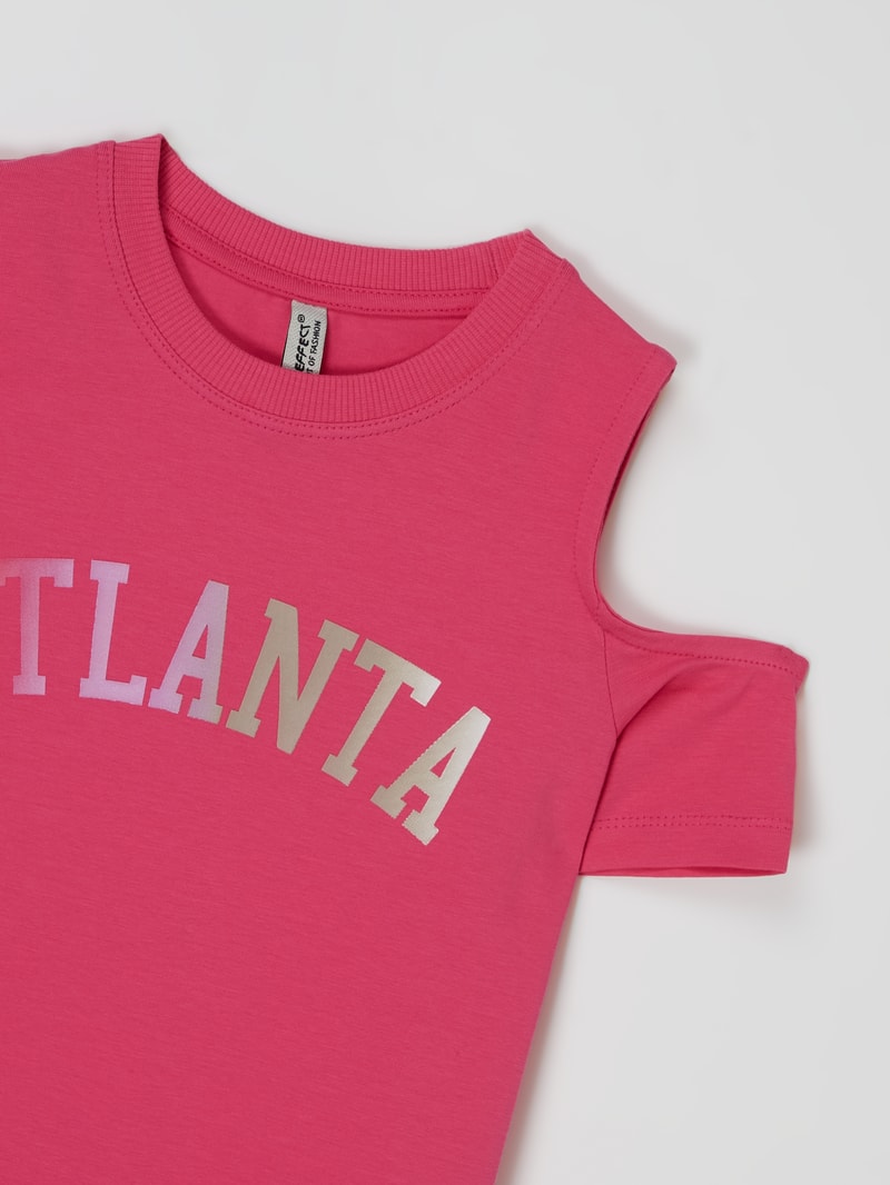 Cold-Shoulder-Shirt mit Print in pink