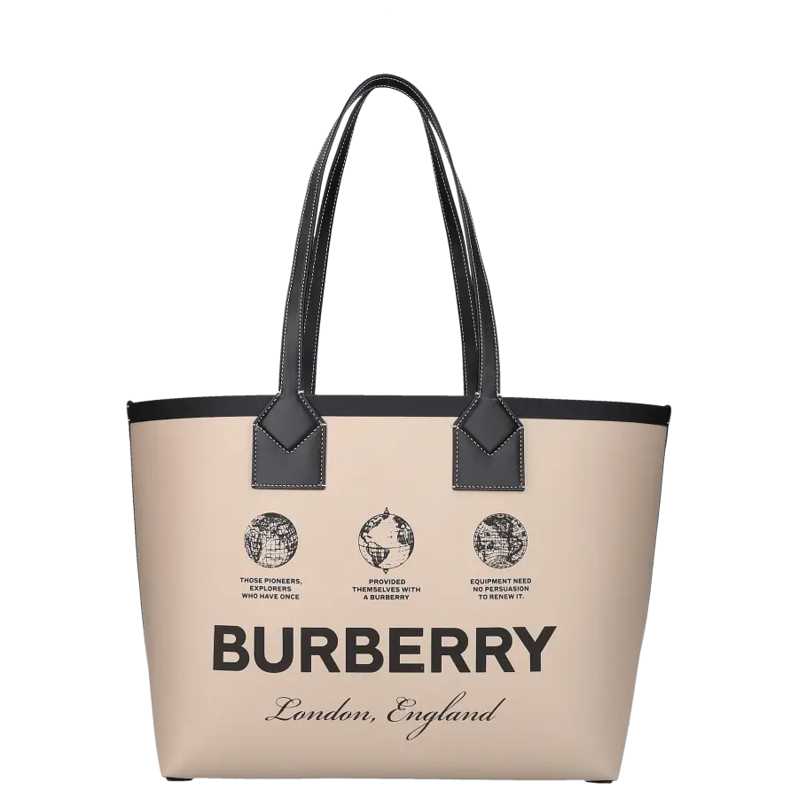 Burberry - Shopper MEDIUM HERRITAGE Baumwolle - beige