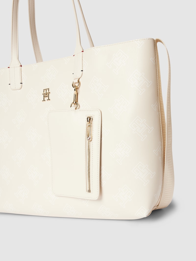 Handtasche mit Allover-Logo Modell 'ICONIC' in sand