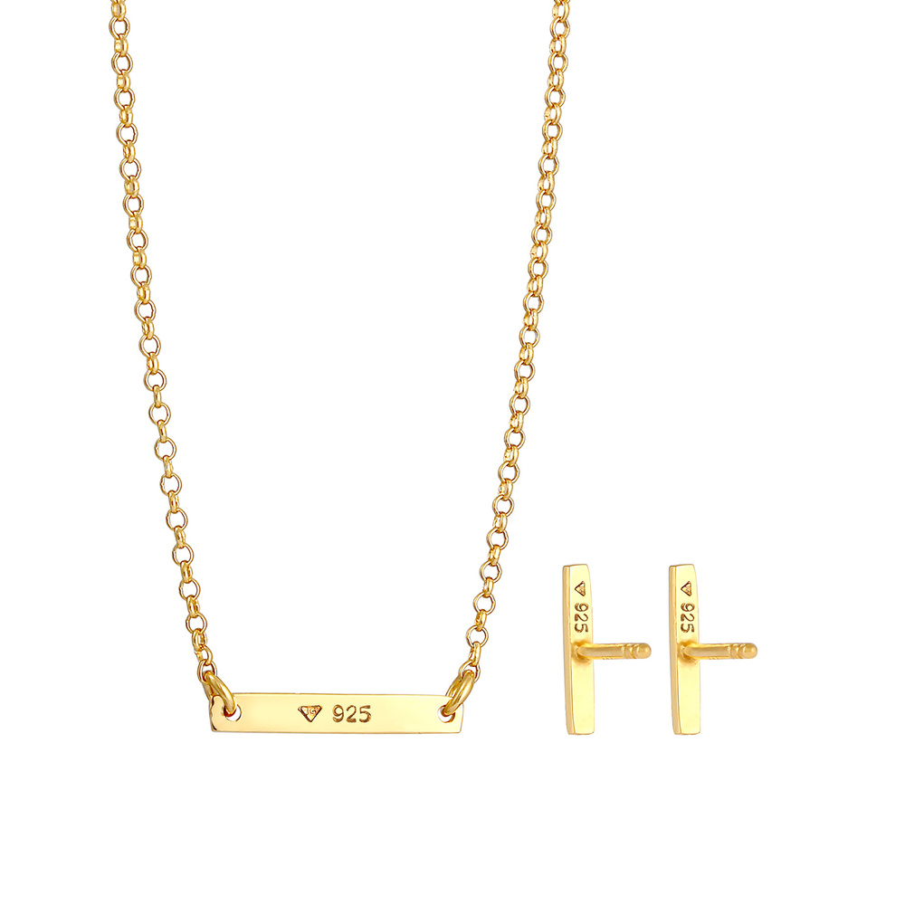 Elli Elli Ensemble de Bijoux Pendentif de bâton d'oreille pour dames Geo Look Trend Ba Bijoux
