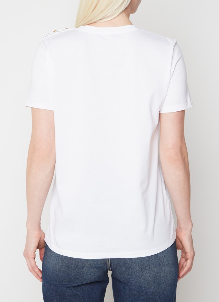 Balmain  T-shirt met logoprint en sierknopen