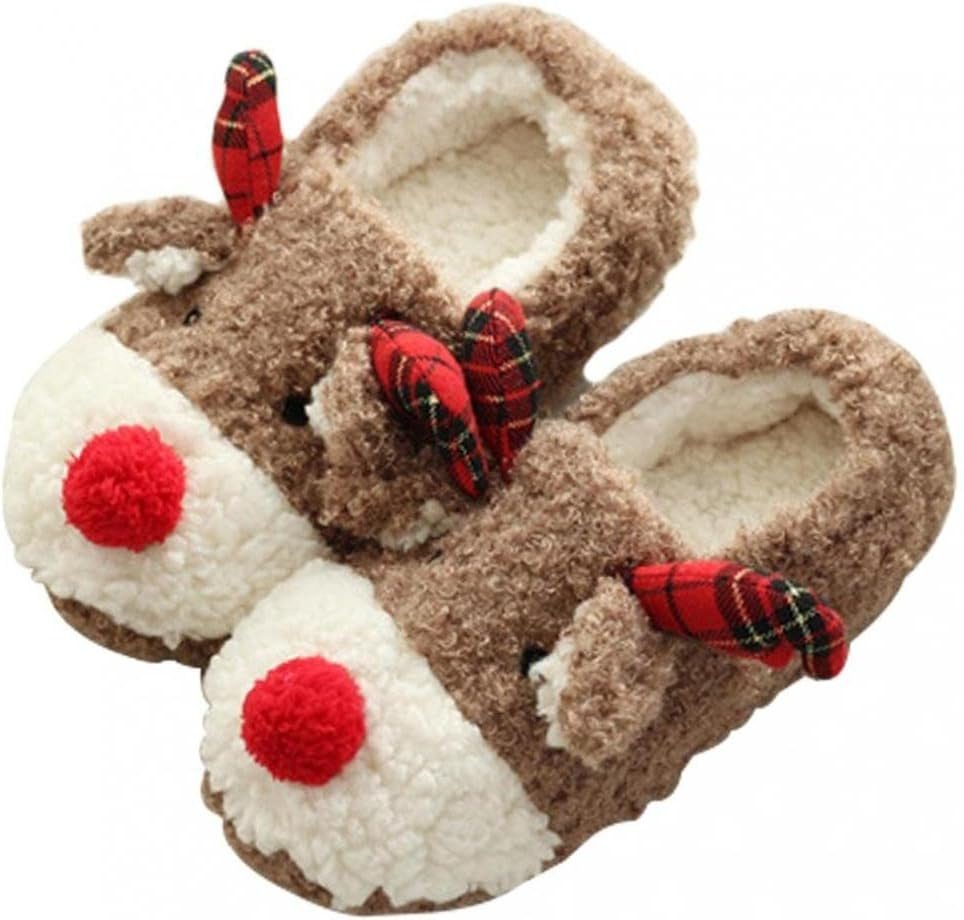 Perfine Plüsch Hausschuhe Flauschige Slippers Pantoffeln Plüsch Hausschuhe Paar Hausschuhe Weihnachten Elche Baumwolle Schuhe Warme Anti-skid