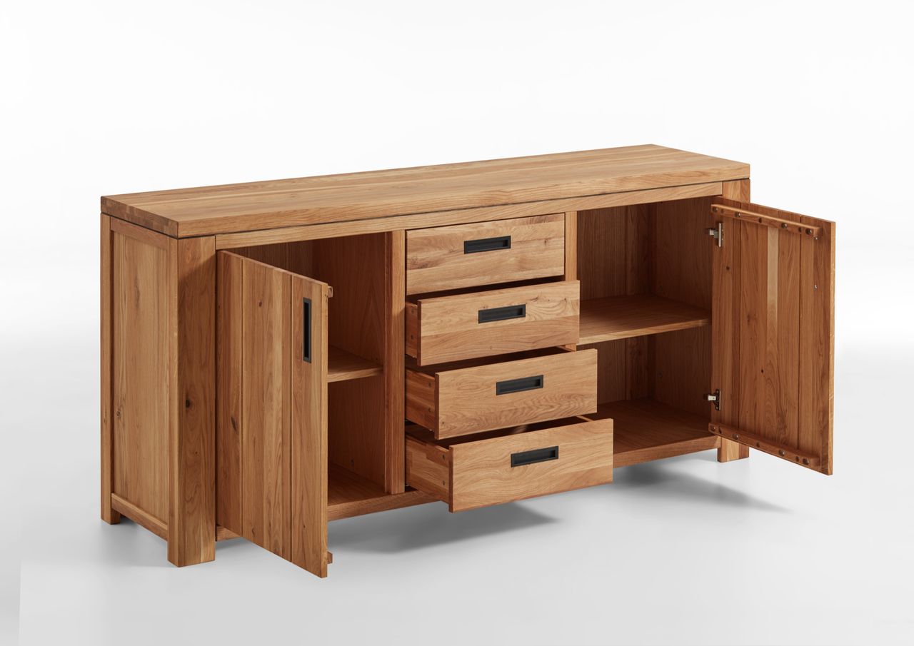 Relita Sideboard AMIGOS mit 2 Türen und 4 Schubladen Wildeiche geölt teilmassiv