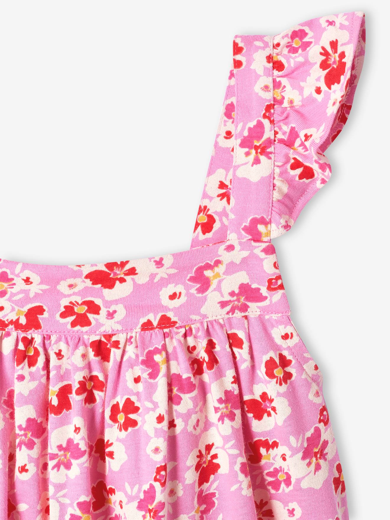 Robe à bretelles fille abricot poudré