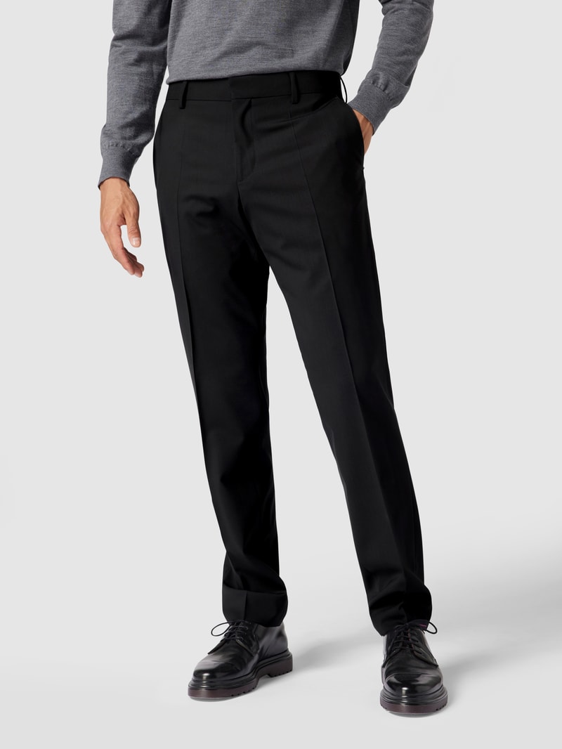 Slim Fit Anzughose aus Schurwoll-Mix Modell 'Genius' in schwarz
