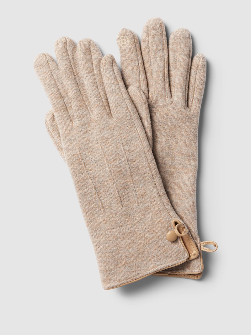 Handschuhe mit Knopfverschluss in beige