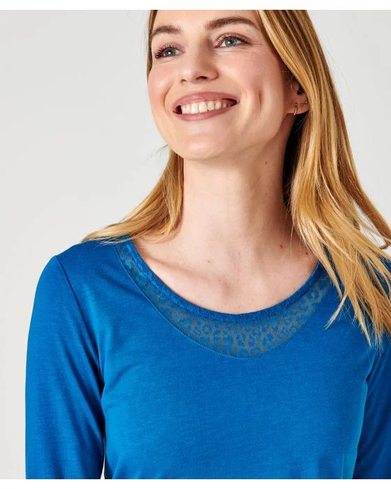 T-shirt Thermol'love empiècement tulle animalier