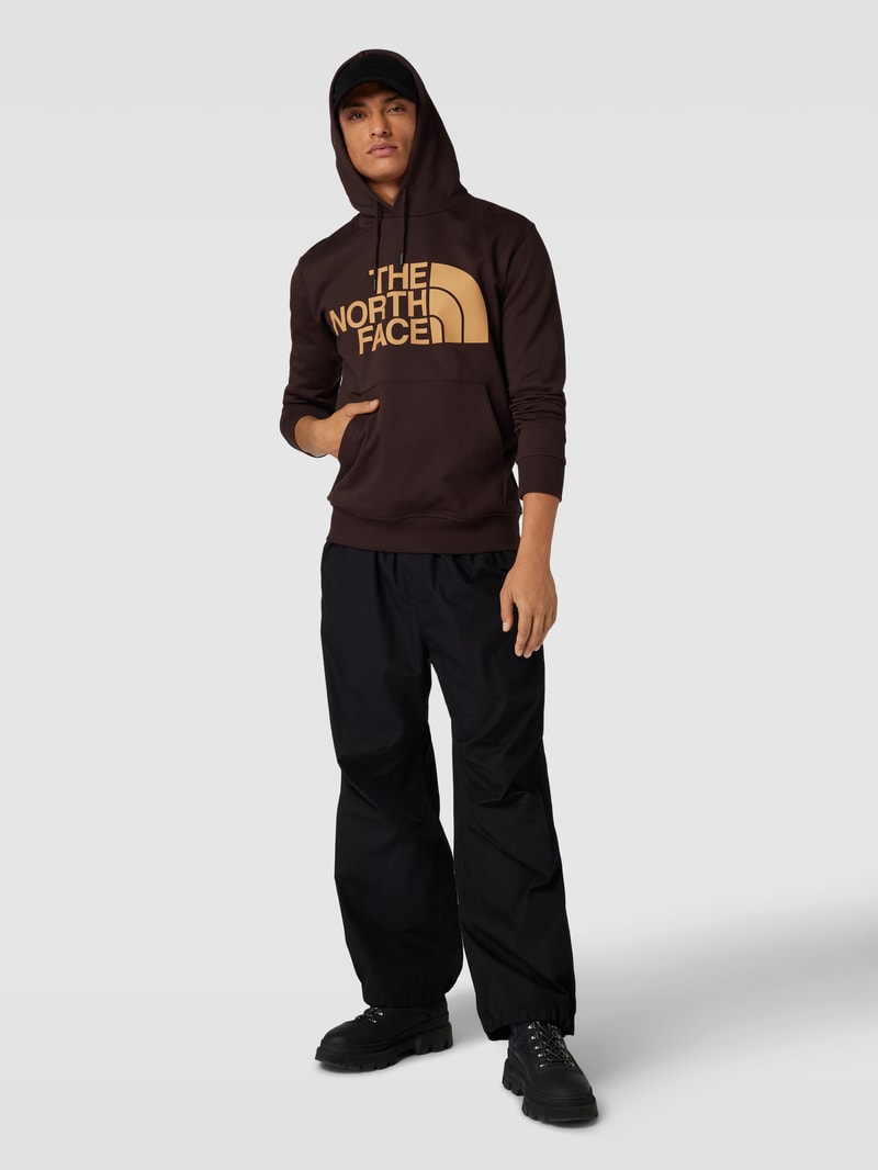 Hoodie mit Logo-Print Modell 'STANDARD' in schokobraun