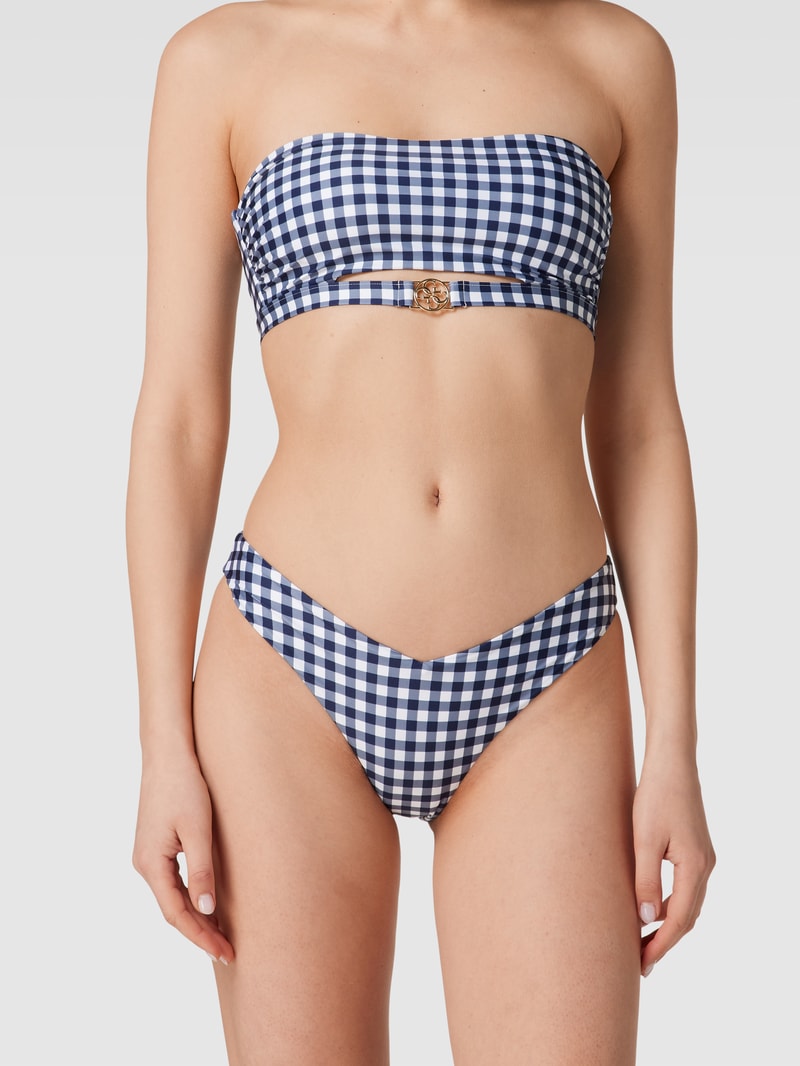 Bikini-Slip mit Karomuster in marineblau
