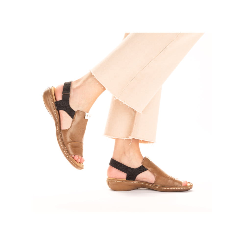 Rieker Damen Riemchensandalen nussbraun-tiefschwarz