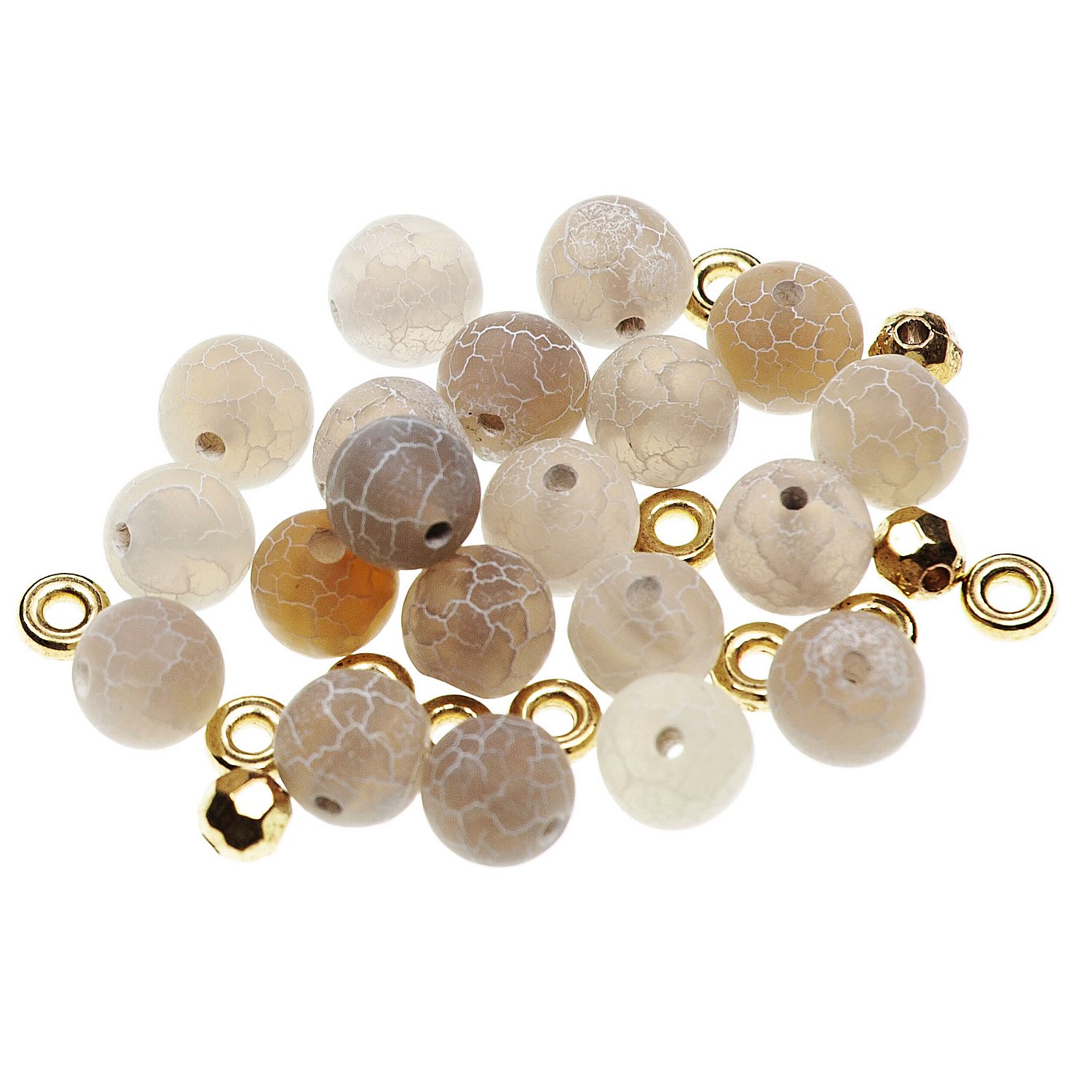 Natursteinperlen, beige, 8 mm Ø, 35 Teile