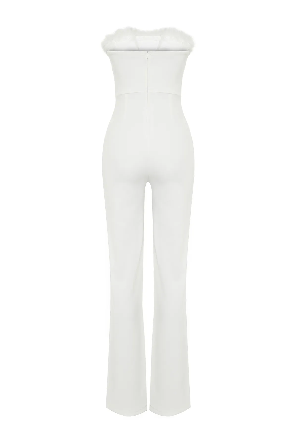 Trendyol Collection  Weißer Brautoverall aus Webstoff mit weitem Bein TPRSS24TU00006