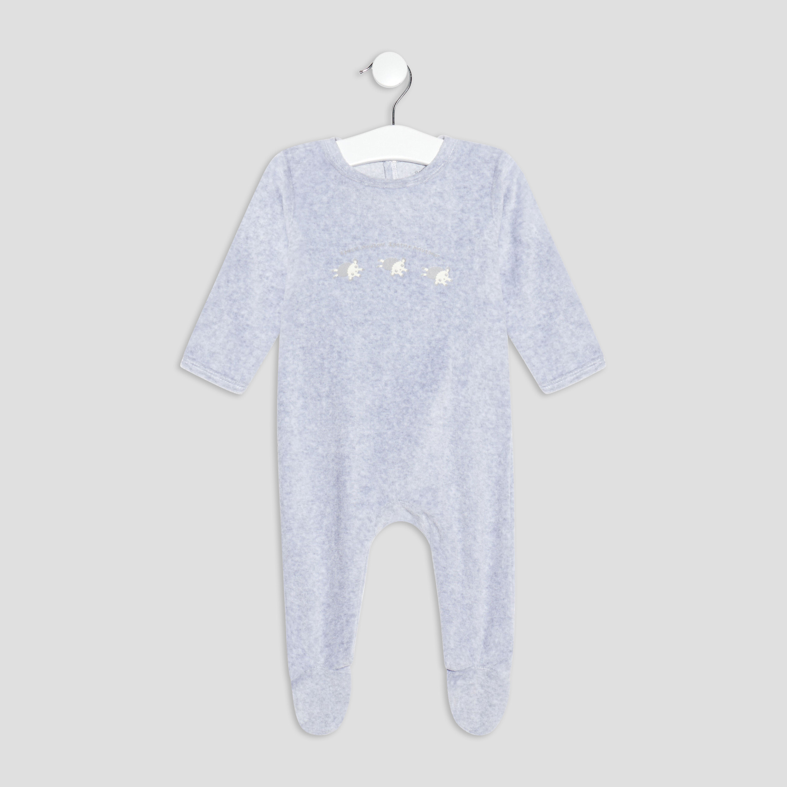 Dors-bien velours manches longues gris clair mixte | La Halle
