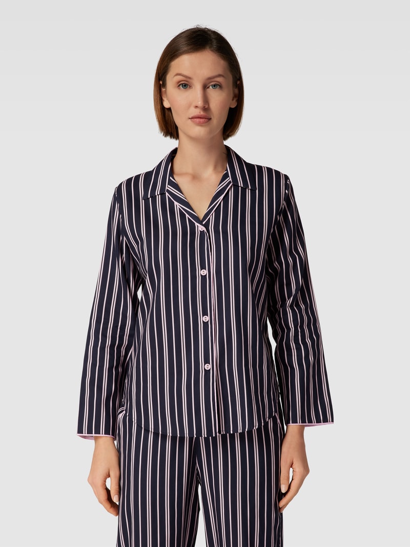Pyjama-Oberteil mit Streifenmuster Modell 'Estelle' in marineblau
