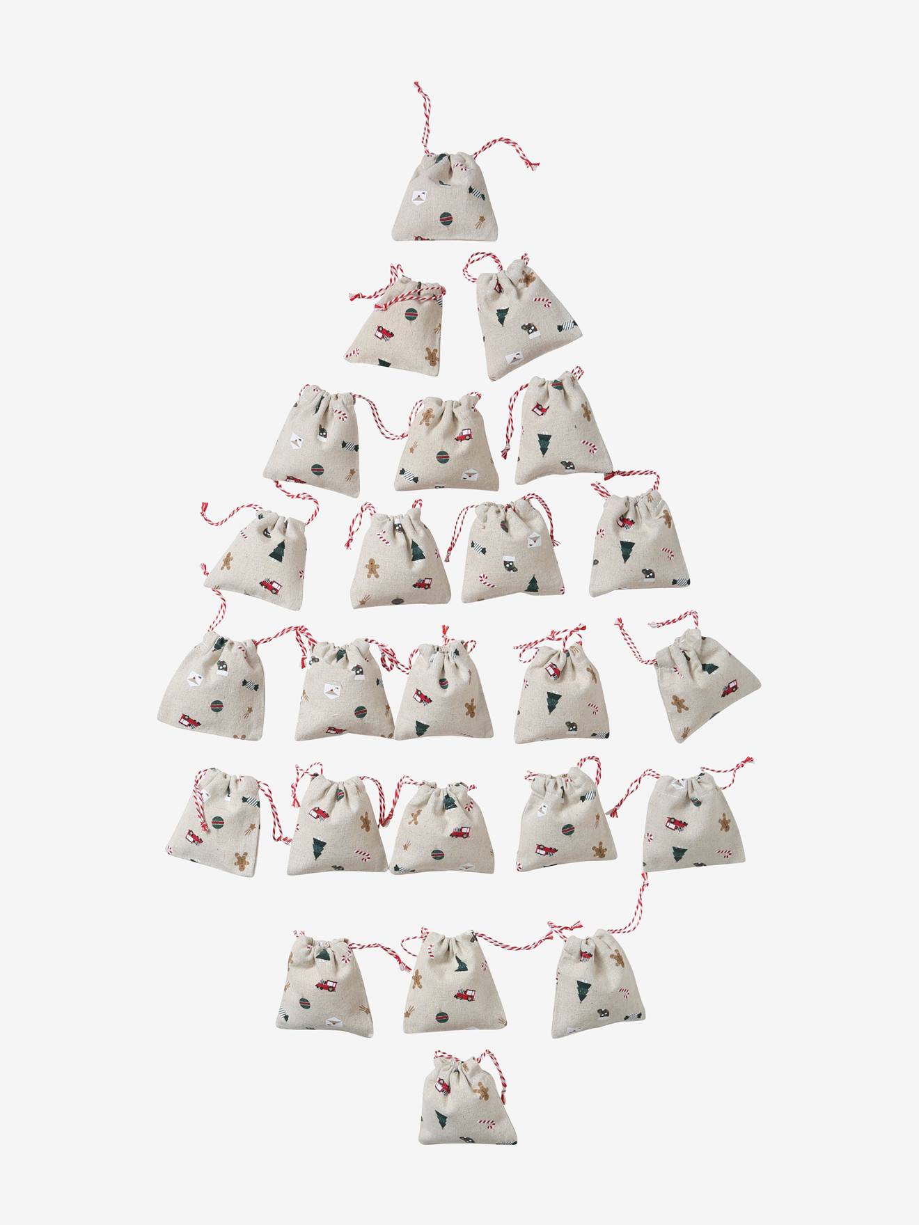 24 pochons pour calendrier de l'Avent beige / multicolore