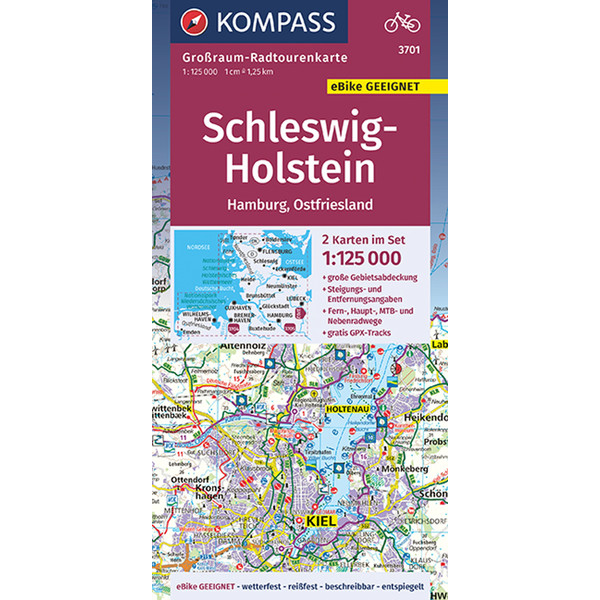KOMPASS GROßRAUM-RADTOURENKARTE 3701, SCHLESWIG-HOLSTEIN - Fahrradkarte