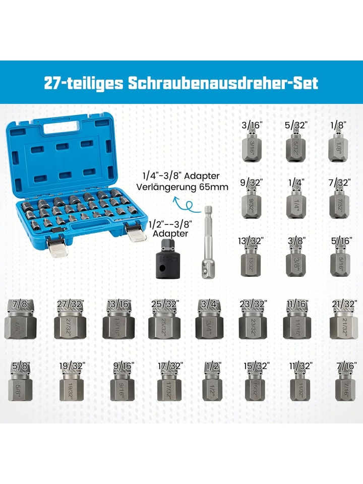 COSTWAY 27 tlg. Set Schraubenausdreher Set in Blau günstig kaufen onesize