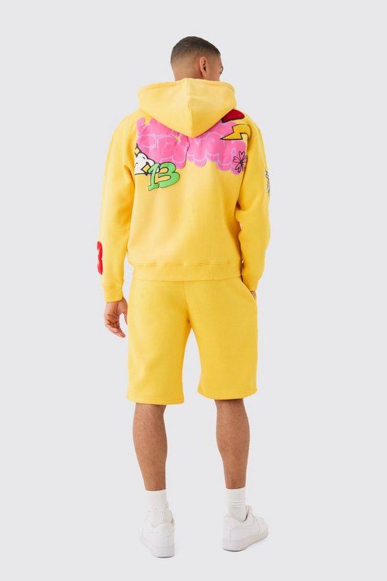 Bestickter Oversize Hoodie mit Reißverschluss