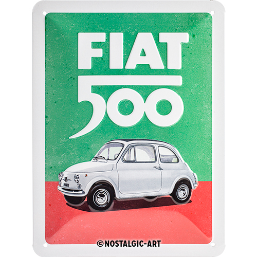 Nostalgic Art Retro Blechschild 15x20cm, Motiv "Fiat 500 - It. Colours", 1 Stück - ATU