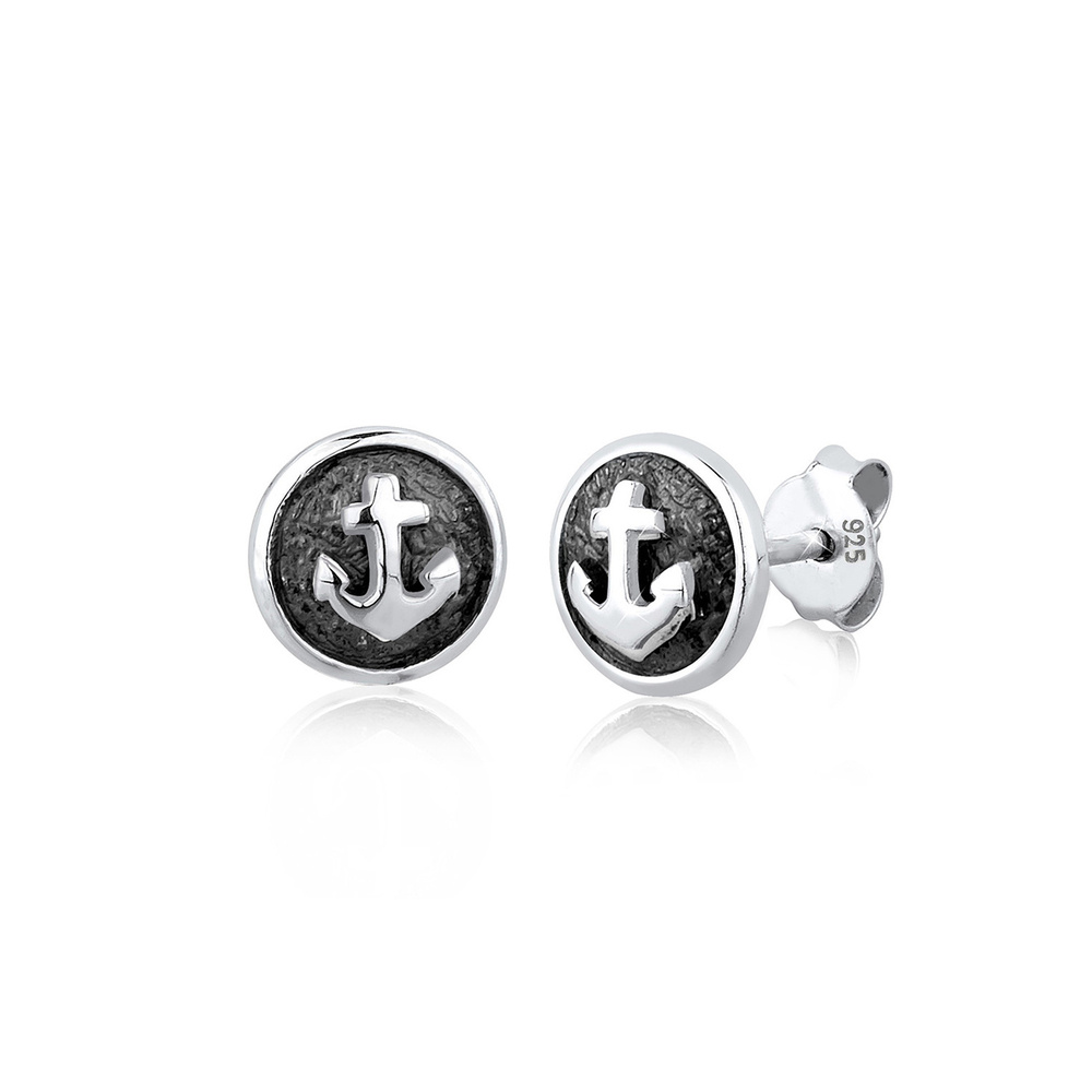 Elli Elli Boucles d'Oreilles Anker Maritim Emaille Sailor Trend 925 Silber Boucles d'oreilles