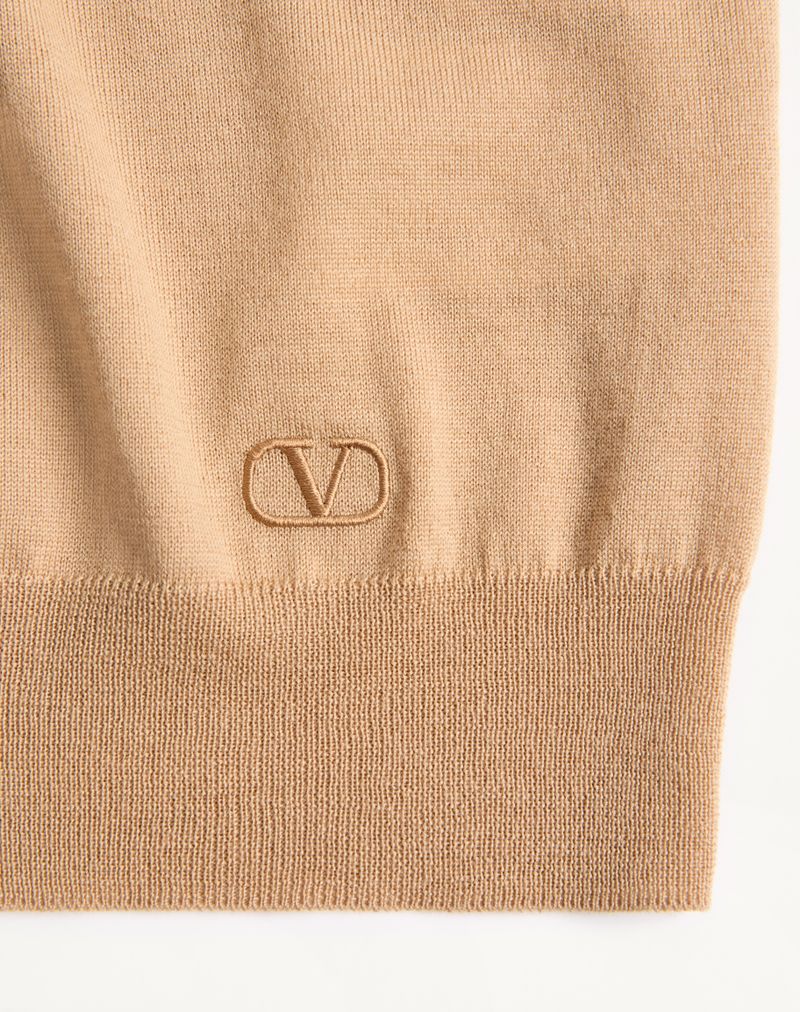 Valentino poloshirt i uld med V-logo-broderi