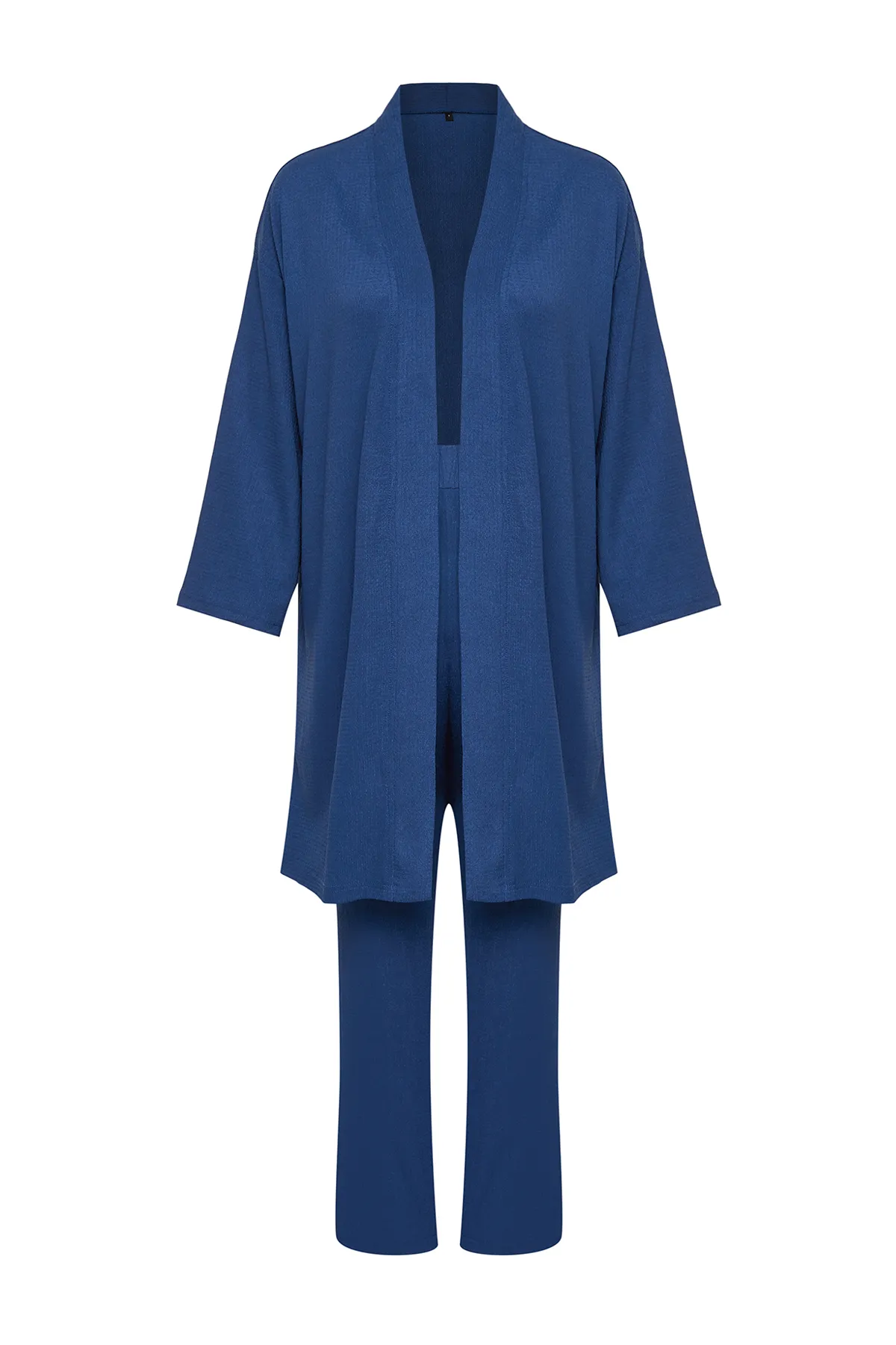 Trendyol Modest  Blaues Set aus gestricktem Oberteil und Unterteil in Wickeloptik TCTSS24US00045
