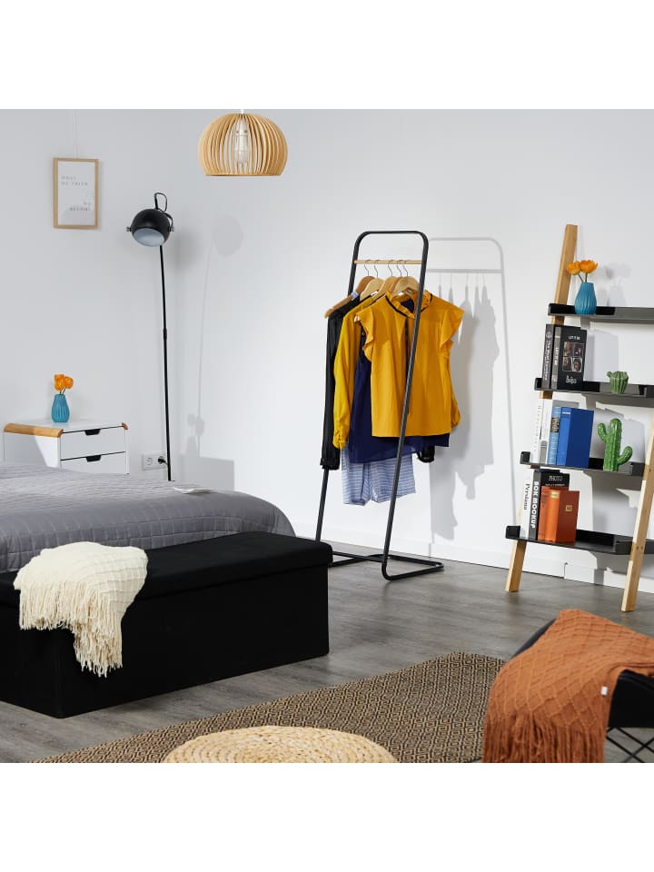 relaxdays Kleiderständer in Schwarz/ Natur - (B)41 x (H)140 x (T)41 cm günstig kaufen onesize