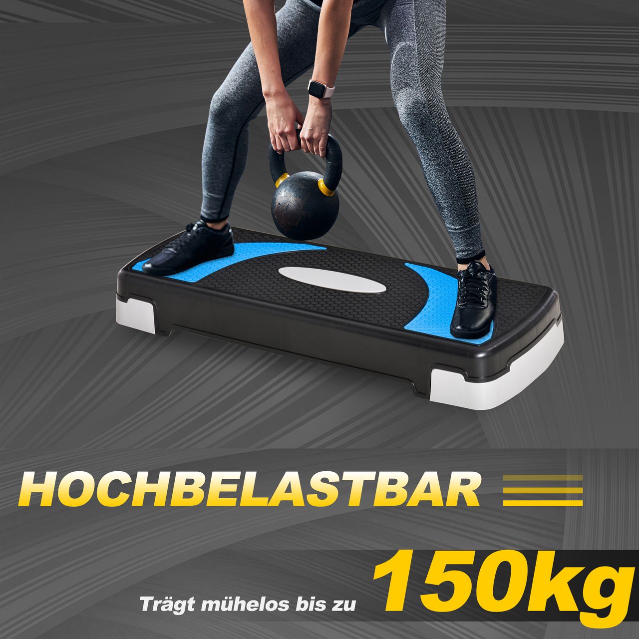 HOMCOM Steppbrett Aerobic-Stepper höhenverstellbar 10-20cm für Zuhause