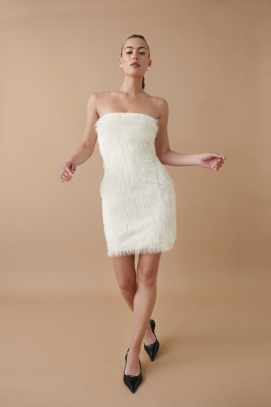 Fluffy mini tube dress