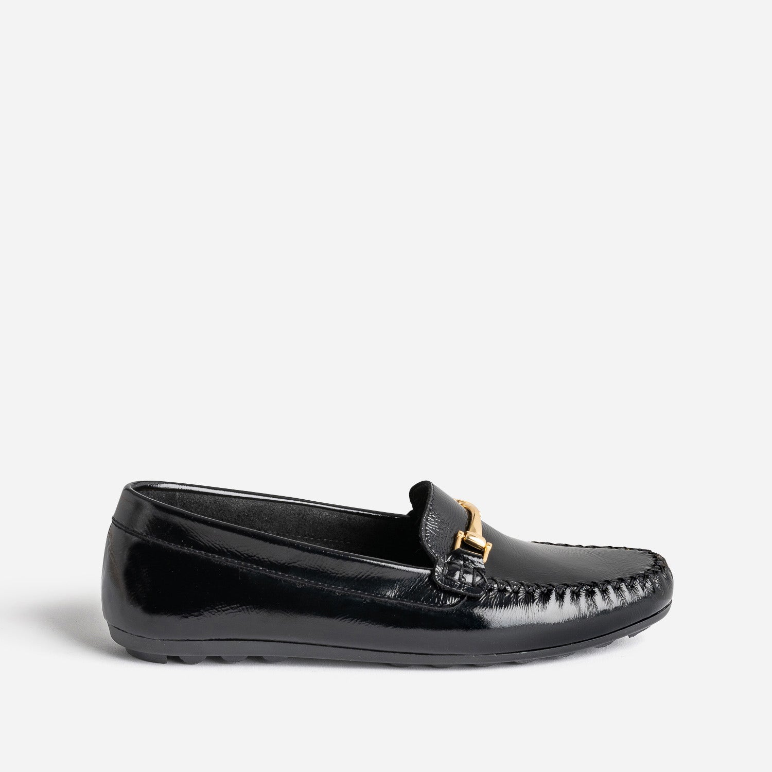 Mocassin noir en cuir verni