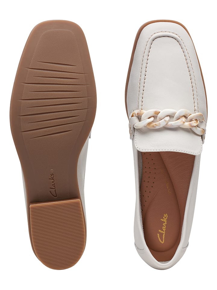 Clarks Leder-Slipper ''Sarafyna Iris'' in Weiß günstig kaufen