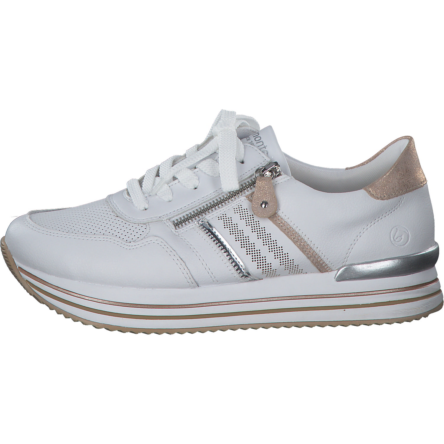 Remonte D1318, Schnürschuhe, Damen, weiss/argento/rosegold/weiss