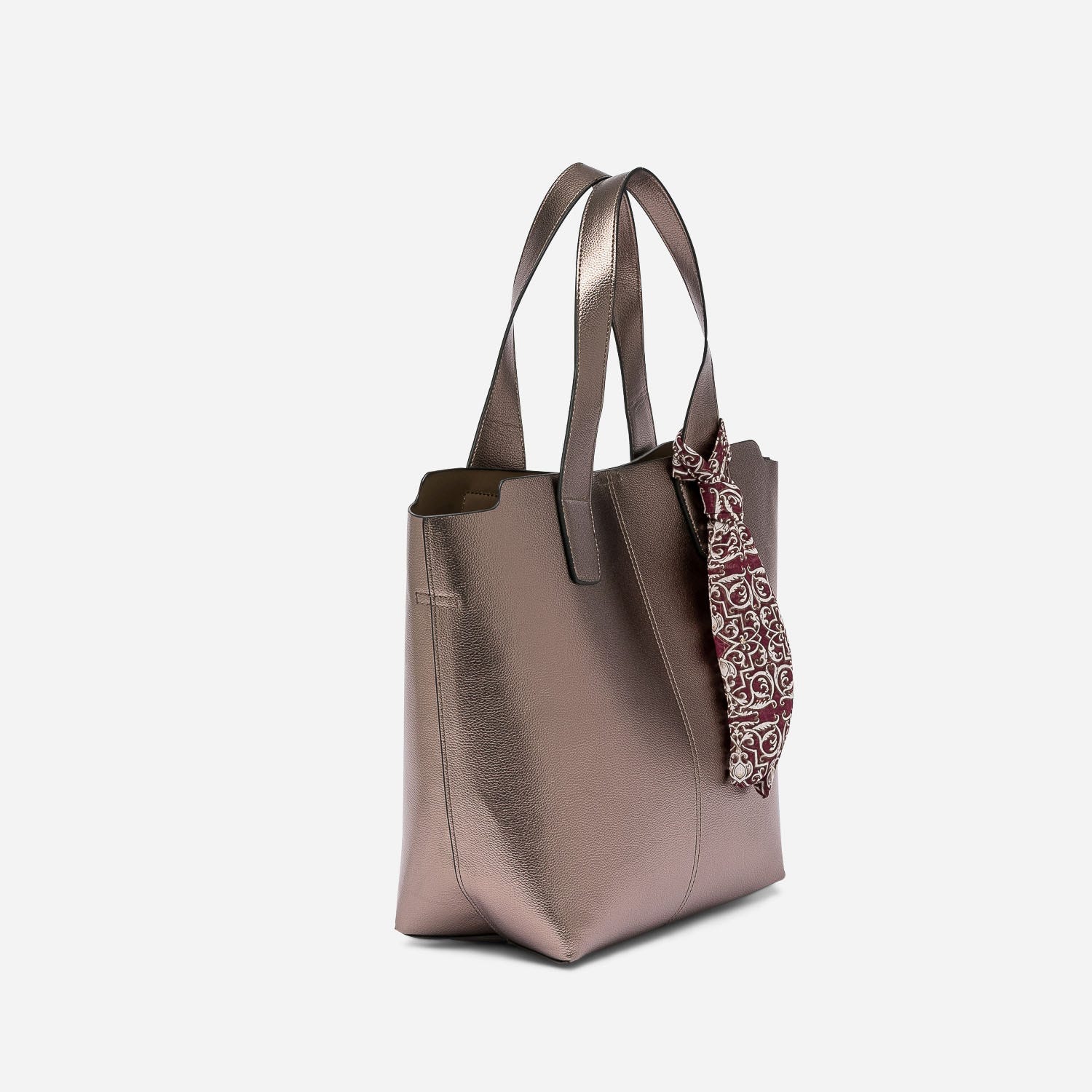 Sac cabas marron métallisé à noeud