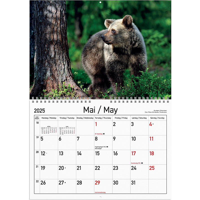 Veggkalender norske dyr 2025