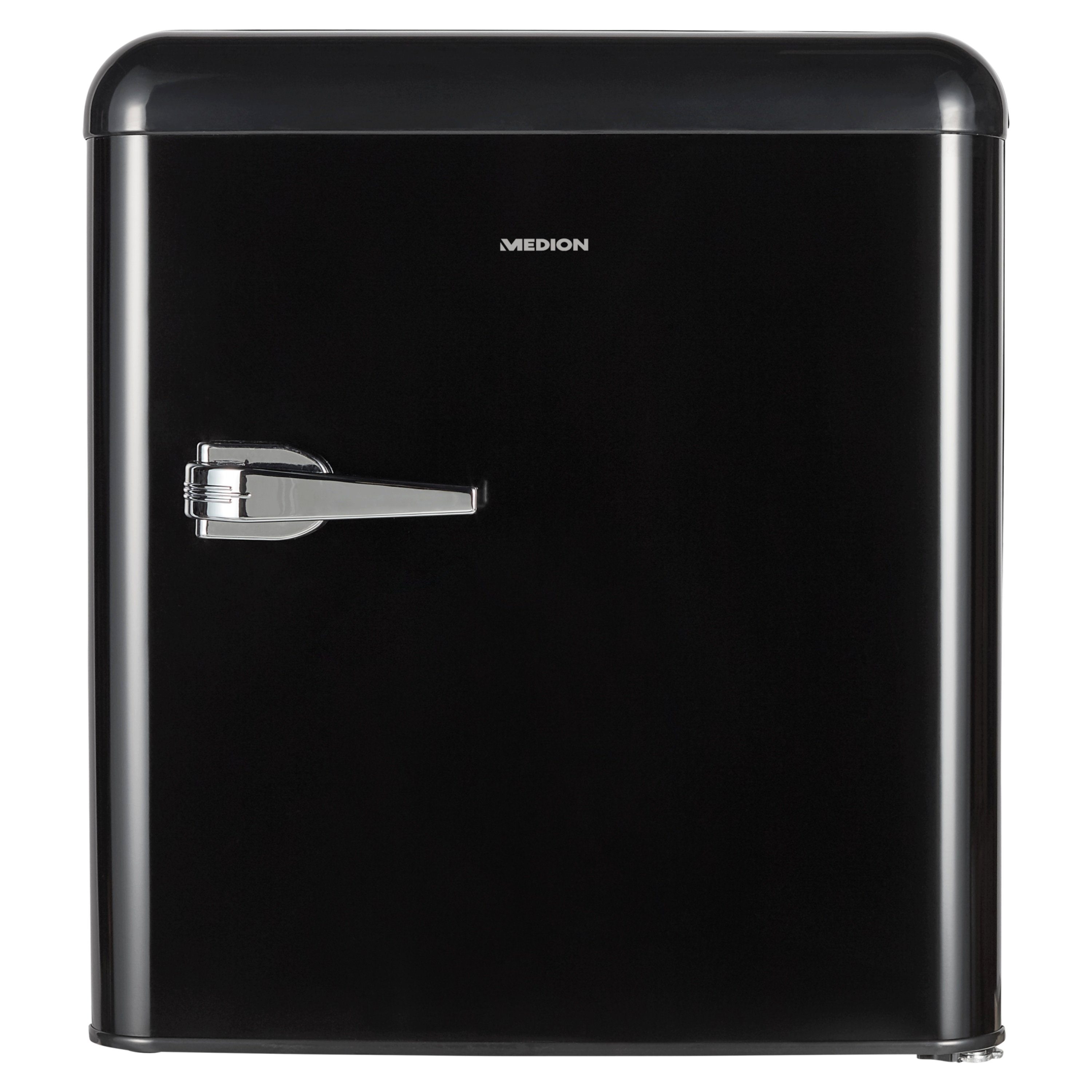 Medion® Kühlschrank MD 37171, 54 cm hoch, 48 cm breit, Retro Mini 42L / 41dB höhenverstellbare Füße F in schwarz, MD 37171