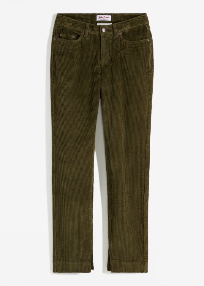 Stretch-Cordhose, Straight mit Schlitz