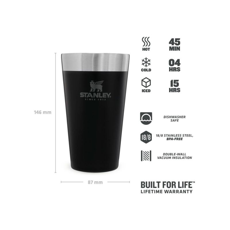 Stanley Adventure Stacking Beer Pint 16oz\/470ml Matte Black Pebble
