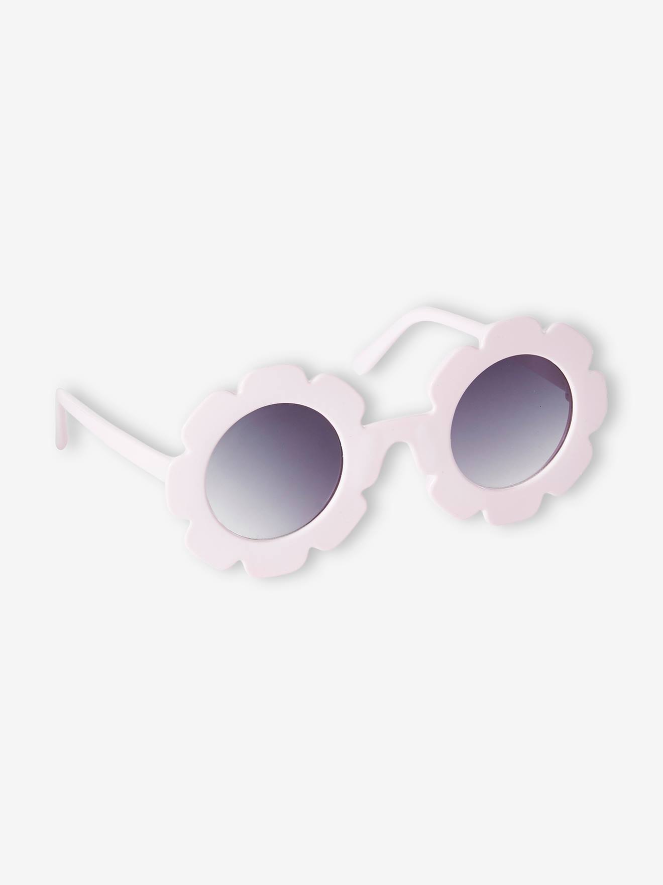 Lunettes de soleil forme fleurs fille rose clair uni