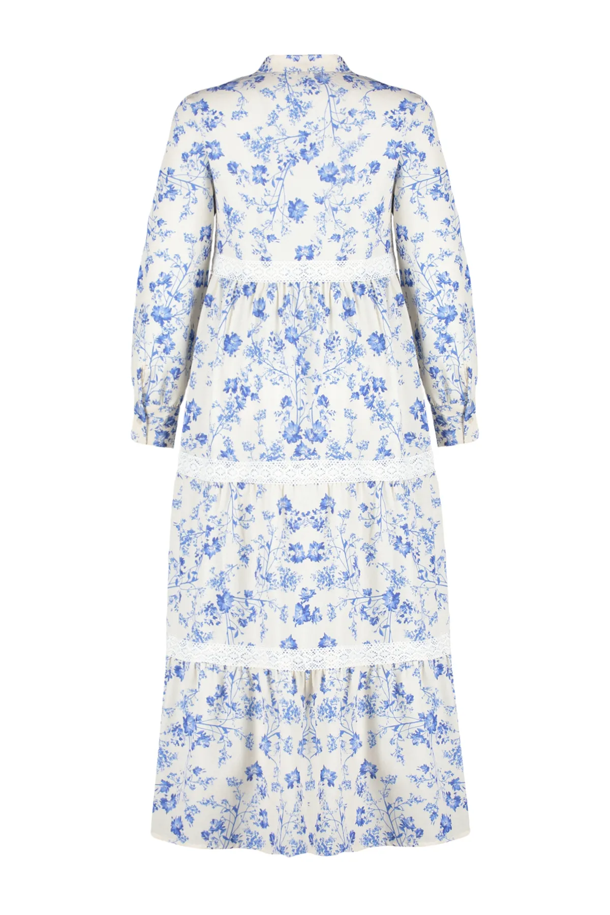 Trendyol Modest  Beigefarbenes, gewebtes Kleid in Leinenoptik mit Blumenmuster TCTSS24EB00054