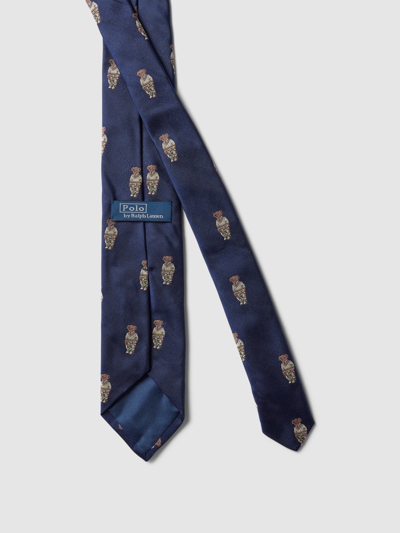 Krawatte mit Motiv-Print in marineblau