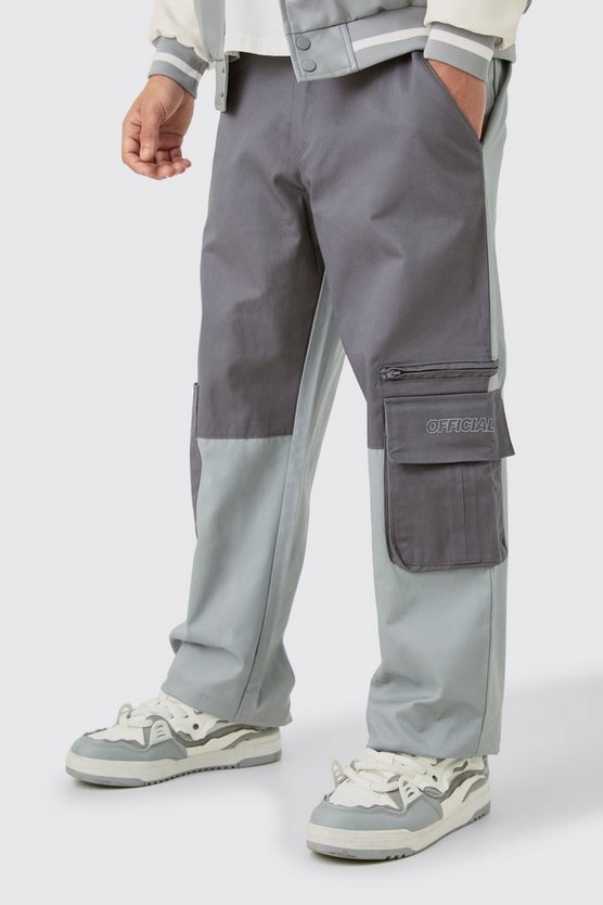 Lockere Colorblock Cargo-Hose mit Official-Logo