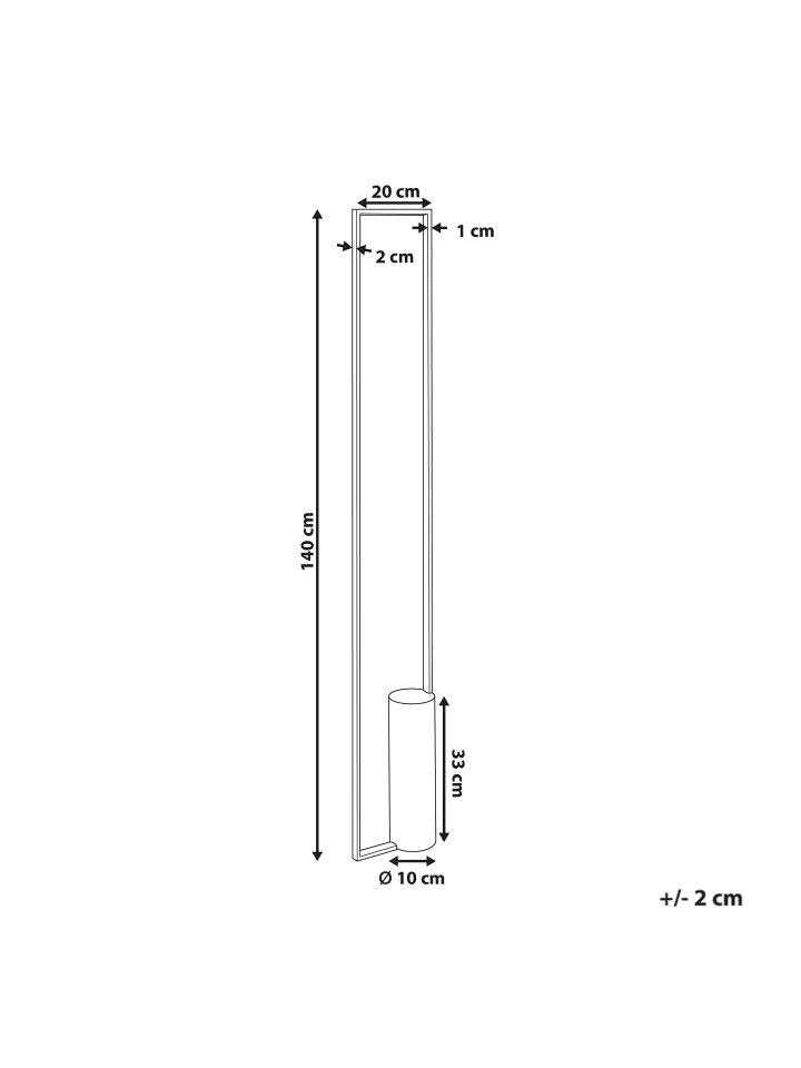 Beliani Stehleuchten PATRICIO in Gold/Braun - (W) 20 x (H) 140 x (L) 10 cm günstig kaufen onesize