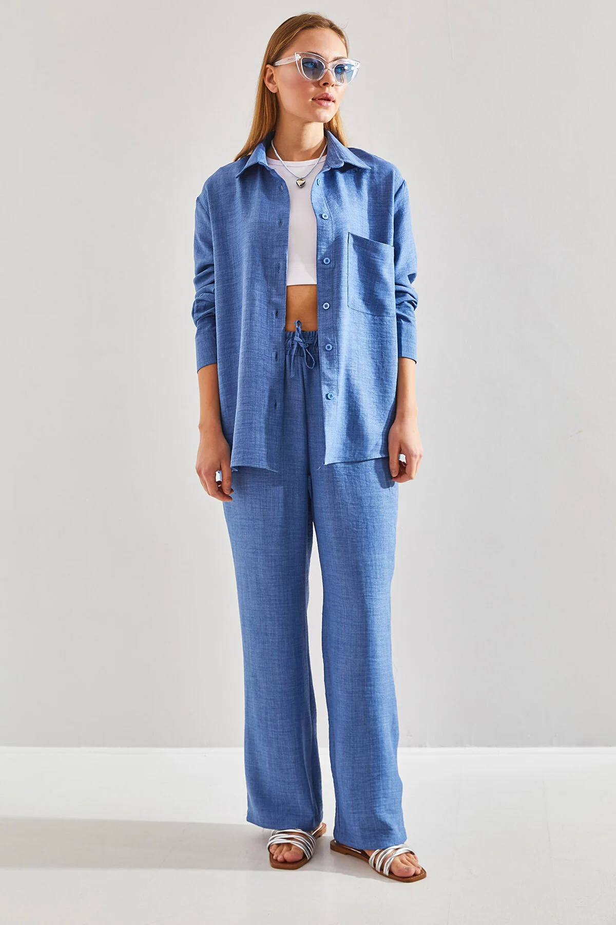 Bianco Lucci  Damen-Set aus Hose und Oberteil mit elastischem Bund