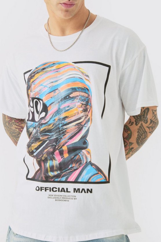 Oversize T-Shirt mit Ofcl Masken Print