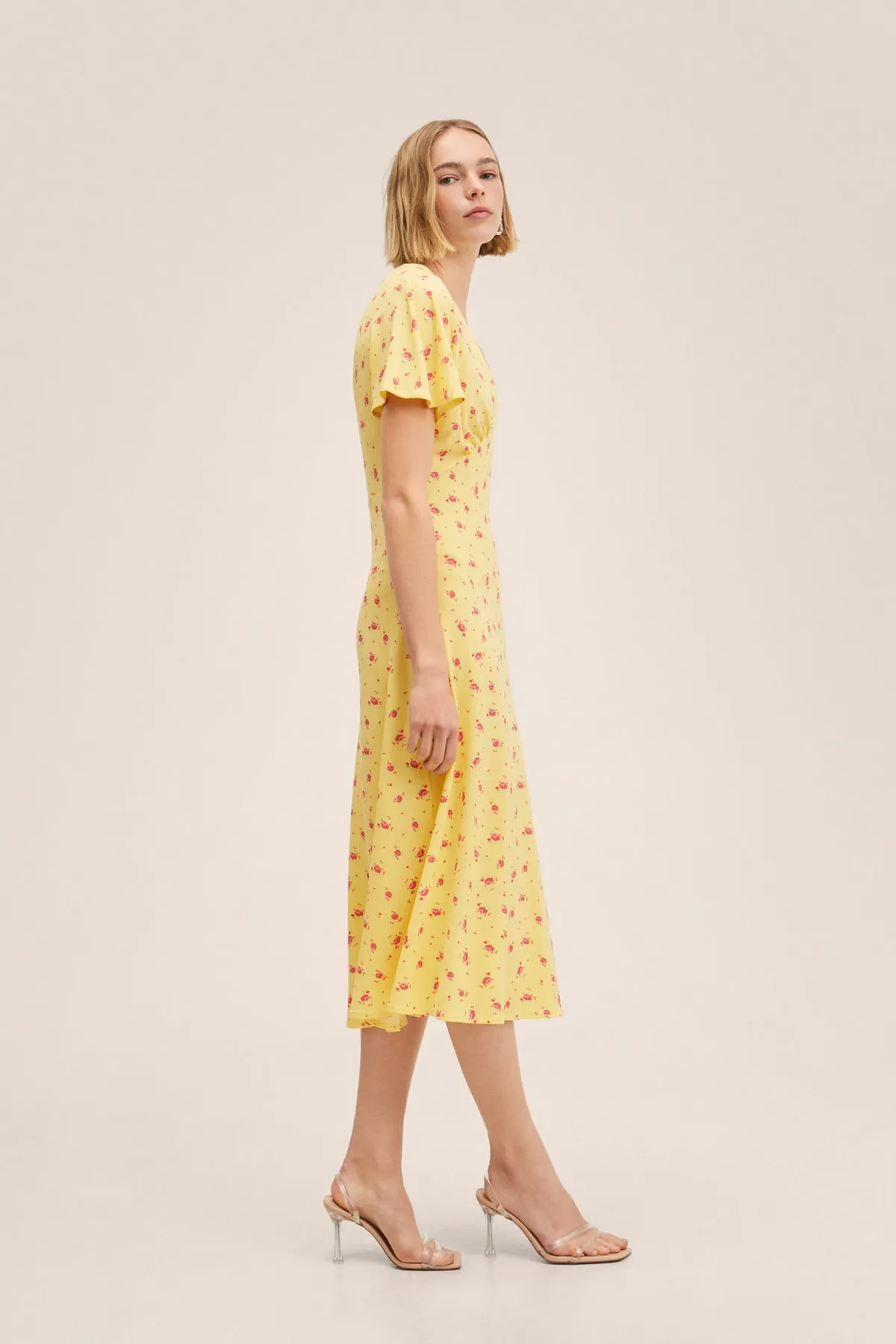 MANGO  Gelbes Damenkleid 27027746