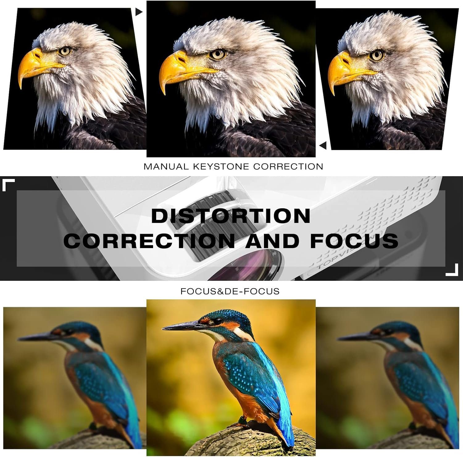 TOPVISION Minii mit Screen Mirroring Full HD 1080P Video Portabler Projektor (7000 lm, 9000:1, 1920 x 1080 px, mit 240